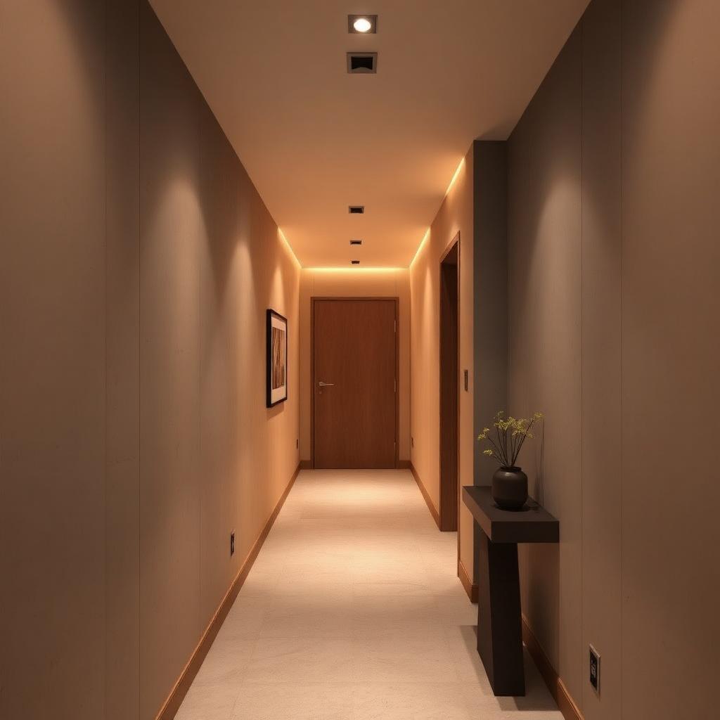 Hall y pasillo con luz indirecta - reforma realizada por Reformas Vallecas